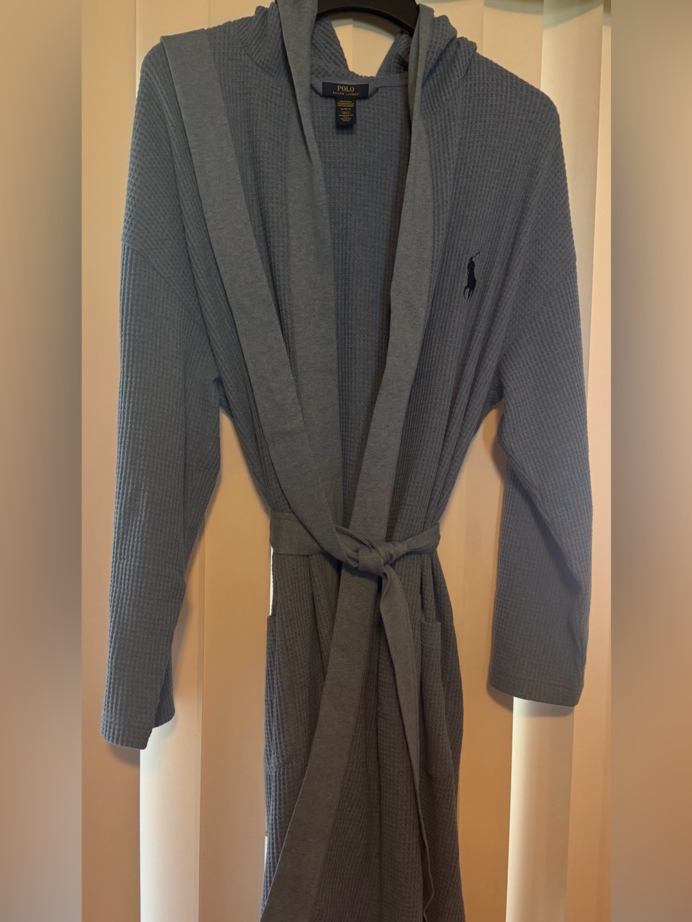 Polo Ralph Laure Waffle-knit robe with belt blue size M-NWOT